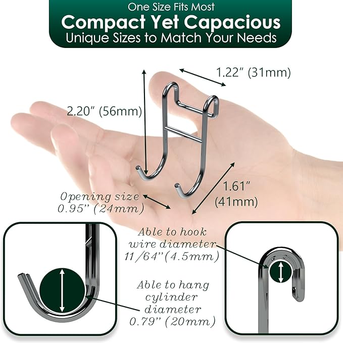 Shower Caddy Hook Helmet Fence Hooks Hook Caddy Hooks for Hanging Wires Hooks for Wire Shelves Heavy Duty Rustproof Hook Utility Hooks 4 Pack Silver