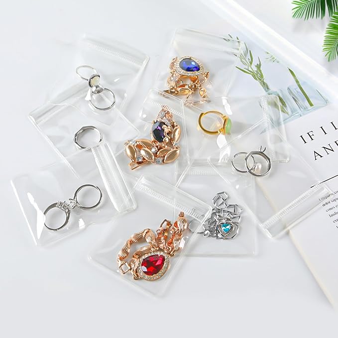17Dec 50 Large Plastic Jewelry Bags with Zipper, Clear Anti Tarnish Jewelry Bags for Small Business