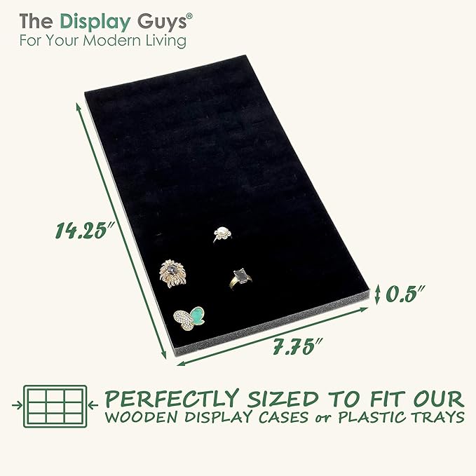 TheDisplayGuys For Your Modern Living 2-Pack 72-Ring Vertical Holders Velvet Foam Padding Jewelry Inserts - Tray/Case Liners - Retail Display, Storage (Black) by The Display Guys
