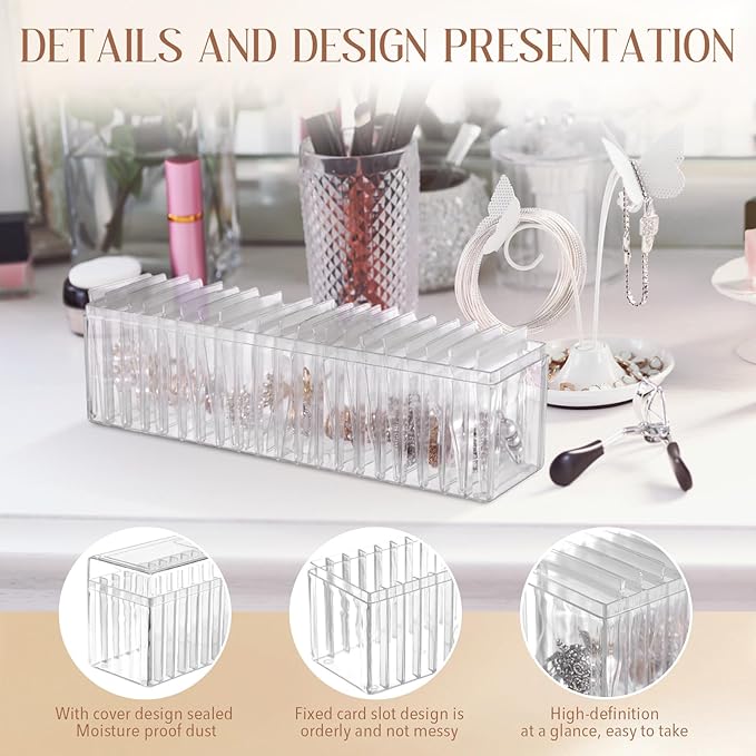Kenning 21 Pcs Acrylic Jewelry Case Organizer, Clear Jewelry Organizers Holder with Portable Anti Tarnish Storage Bags for Rings, Earrings, Necklaces, Ideal Gifts for Women (Clear)