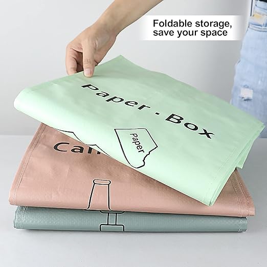 JIALAI HOME Separate Recycling Bin for Kitchen Home - Indoor Recycle Bins (Pink, Green, Gray) Waste Trash Sorting Bins, Reusable Waterproof Affordable Recycle Bags, Pack of 3 Bags