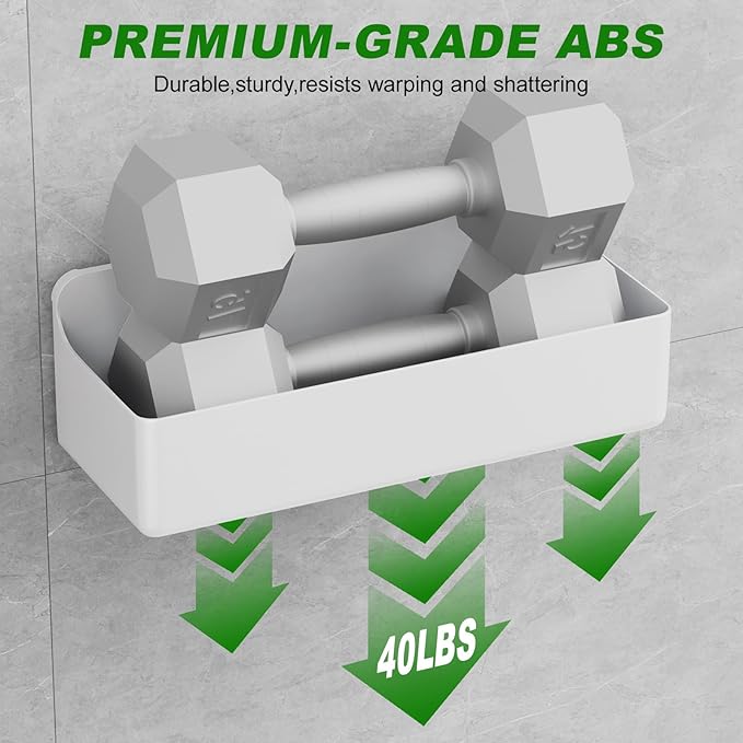 Adhesive Shower Caddy 6 Pack Rustproof Shower Shelves for Inside Shower No Drilling Bathroom Organizers and Storage with Soap Holder Large Rack (White)