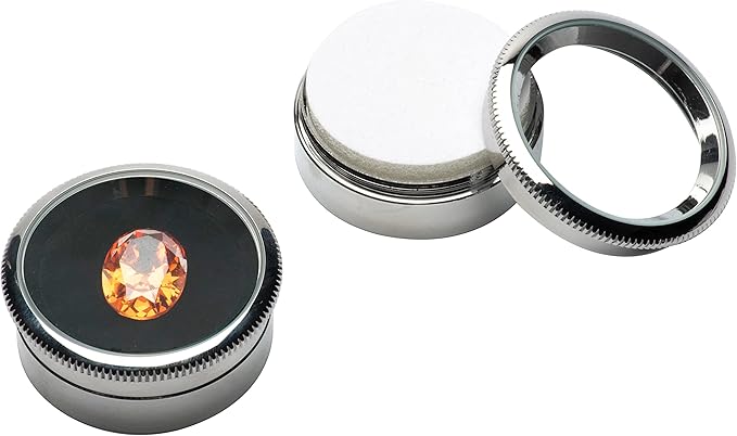 Small Loose Diamond or Gemstone Display Box Case Holder Show Container Metal (Silver- 1.7x0.7)