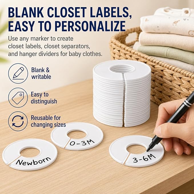 30pcs Closet Dividers Baby Clothes Organizers - Girl Boy Closet Organizers Clothes Dividers Closet Labels Closet Separators Garment Organizer Boutique Clothing Rack Dividers Hanger Dividers Hanger