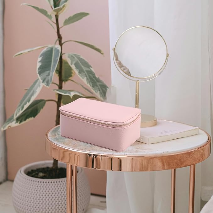NCONCO Travel Jewelry Box, Portable PU Leather Travel Jewelry Organizer with 12pcs Velvet Bags Compact & Lightweight Travel Jewelry Case for Necklaces Rings Earrings Sorting Storage