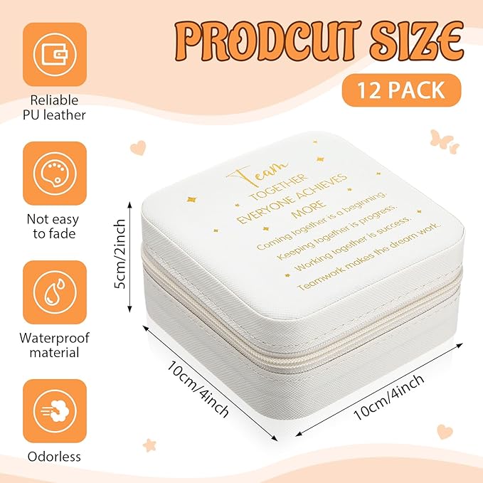 Kenning 12 Pack Inspirational Gifts Bulk Travel Jewelry Case Organizer Appreciation Gifts for Employee Teacher Coworkers Nurses