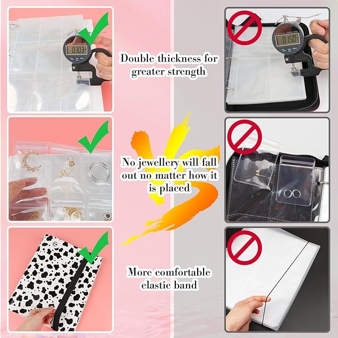17Dec Large Transparent Jewelry Storage Book with 300 Pockets and 50 Jewelry Pouches,Travel Jewelry Organizer and Storage,Jewelry Binder Organizer for Earring,Bracelet,Necklace