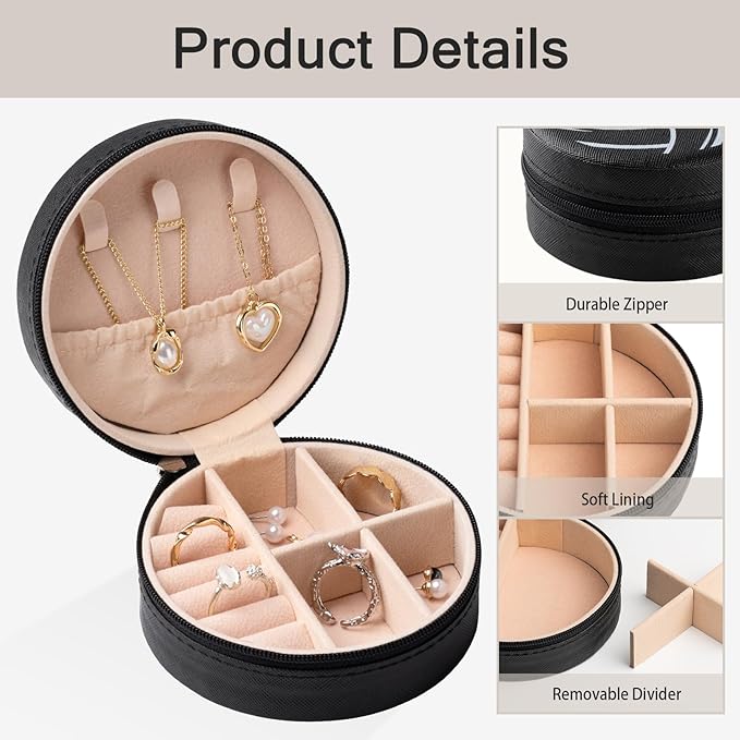 6 Pack Volleyball Mini Travel Jewelry Case Portable Black Round Volleyball Stuff Jewelry Organizer Storage Case for Team Athletes & Sports Enthusiasts Christmas Events & Milestones