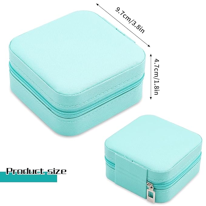 Neveika Mini Jewelry Box Leather Jewellery Ring Organizer Case Storage Gift Box Girls and Women (4pcs blue).