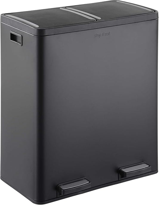 Step N' Sort The 18.5 Gallon Extra Large Capacity, Soft-Step, Dual Trash and Recycling Bin with Removable Inner Bins