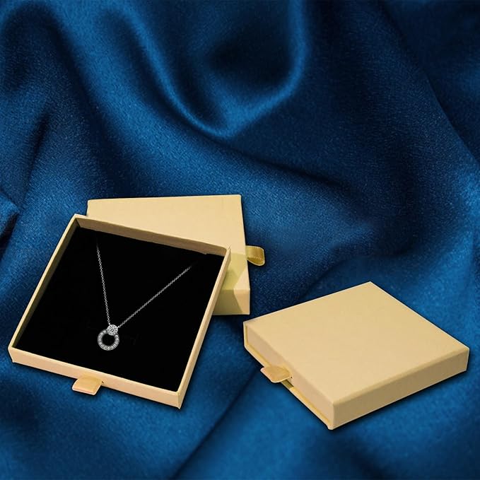 4 Pcs Jewelry Gift Box, 3.5x3.5x0.7Inch Cardboard Jewelry Boxes, Fancy Necklace Bracelet Earring Drawer Organizer Box, Kraft Empty Jewellery Boxes for Necklace Ring Earring Display Box(Kraft)