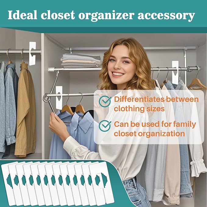 Sukh 30PCS Rectangular Closet Dividers - Plastic Closet Shelf Dividers For Clothes Organization Clothing Rack Tags Label for Wardrobe Retail Store Boutique Supplies Sturdy Durable No Burrs (White)