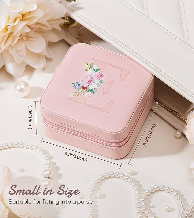 Enthralite Travel Jewelry Box for Girls: Traveling Jewelry Case Gift for Women - Mini Organizer for Necklaces Earrings Pink F
