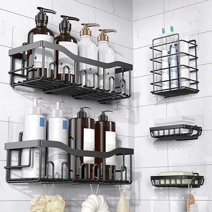 10 PCS Shower Caddy Adhesive Replacement Shower Shelves Adhesive Strip Pad Organizer Sticker Replacement Bathroom Heavy Duty Wall Mount Strong Sticky No Drilling Strong Transparent