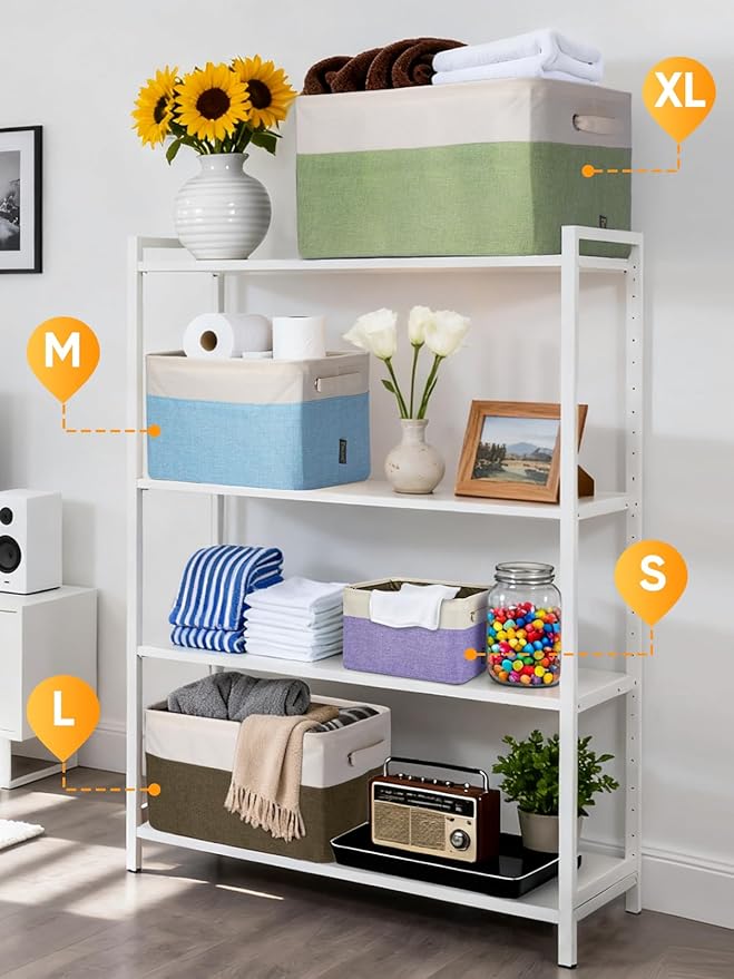 BALEINE 1 Pack Fabric Closet Storage Bins for Shelves, Linen Closet Organizers and Storage, Decorative Baskets for Organizing, Shelf, Clothes, Home, Office (Brown, 17''x13''x10.5'')