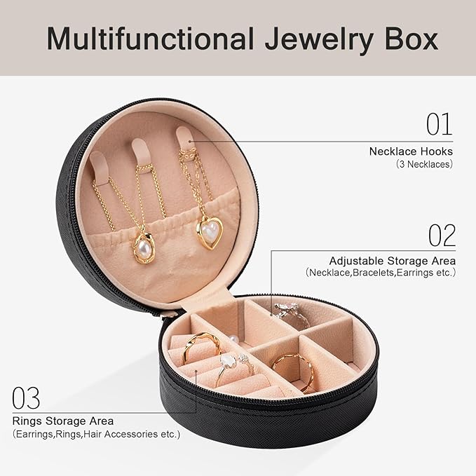 6 Pack Volleyball Mini Travel Jewelry Case Portable Black Round Volleyball Stuff Jewelry Organizer Storage Case for Team Athletes & Sports Enthusiasts Christmas Events & Milestones