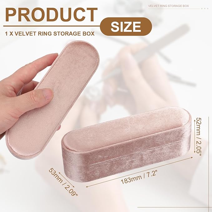 uxcell Velvet Ring Box, 11 Slots Travel Jewelry Case Ring Holder Organizer for Women Gift Proposal Christmas, Light Pink