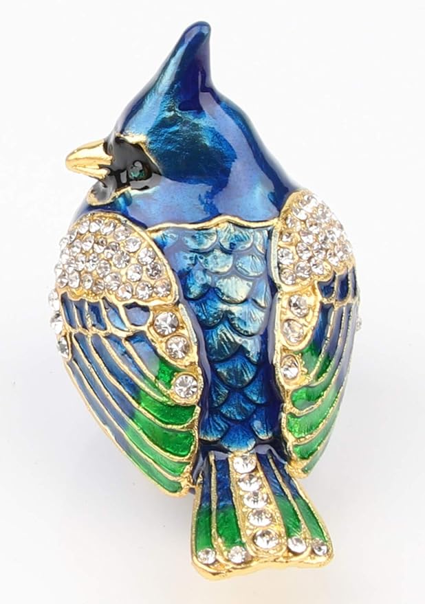 SEVENBEES Bird Trinket Box Metal Enameled Animal Figurines Collectable Wedding Jewelry Ring Holder Organizer