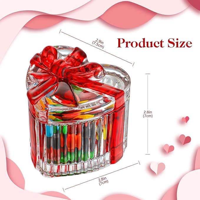 kanpura 2 Pack Glass Heart Shaped Jewelry Box Candy Dish with Lid Ring Earring Trinket Storage Box Vintage Jewelry Organizer Decorative Jar Gifts for Women Girls(Red & Clear)