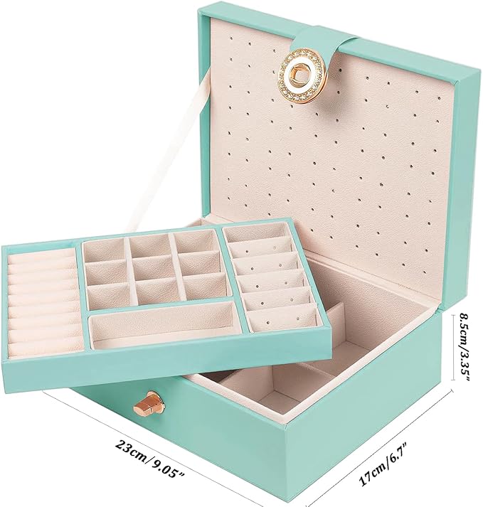 QBestry Girls Jewelry Box for Earrings Jewelry Organizer Box Teen Girls Earrings Organizer Jewelry Box Earring Holder Organizer Stud Earring Box for Girls Womens Jewelry Case Organizer Teal