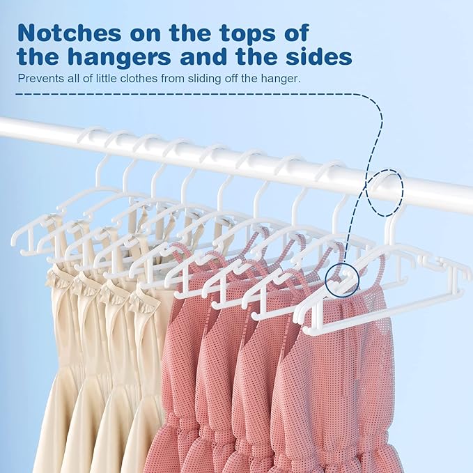 GoodtoU Baby Hangers 60Pack White Baby Clothes Hangers Bulk Kids Plastic Hangers Toddler/Infant Hangers for Closet