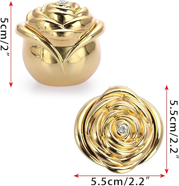 Hipiwe Rose Shape Vintage Jewelry Box - Small Trinket Storage Case Gold Ring Holder Treasure Box Organizer Keepsake Box for Rings Earrings Necklace, Gift for Women