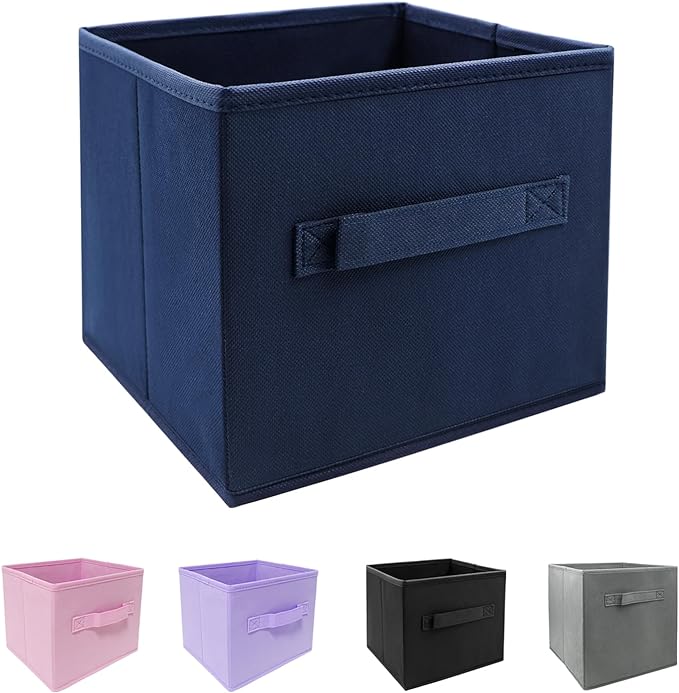 EBIGIC Small Storage Bins,Collapsible Fabric Storage Organizer 9.0"x7.5"x7.5",Mini Storage Box,fit for closet, living room, bookshelf, Kids clothes and toys storage and organization Blue