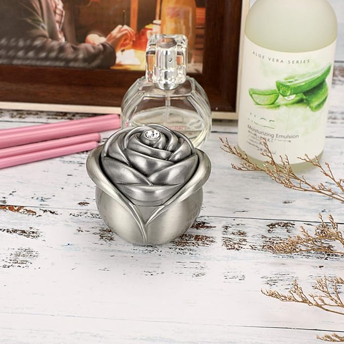 Hipiwe Rose Shape Vintage Jewelry Box - Small Trinket Storage Holder Case Keepsake Organizer Box for Rings Earrings Necklace Treasure, Gift for Women, Large