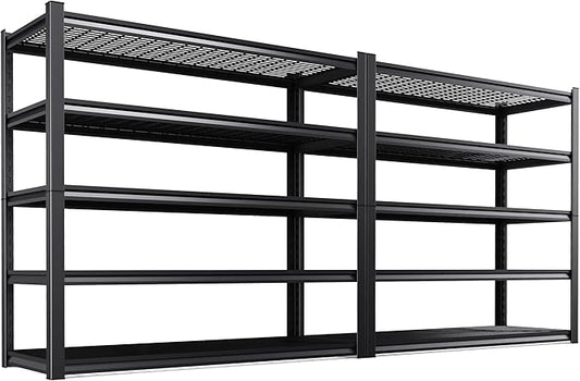 59 ''W Storage Shelves, 71‘’H Garage Shelving, Adjustable Garage Shelves, 3000lbs Heavy Duty Shelving ,5 Tier Garage Storage Shelves,Easy-To-Install Metal Shelf Storage Rack Shelving Unit 2 Pack
