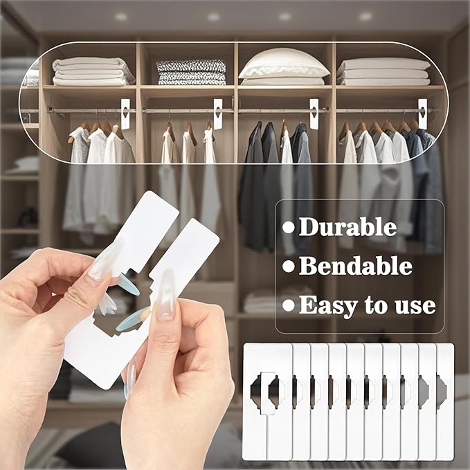 Sukh 30PCS Rectangular Closet Dividers - Plastic Closet Shelf Dividers For Clothes Organization Clothing Rack Tags Label for Wardrobe Retail Store Boutique Supplies Sturdy Durable No Burrs (White)