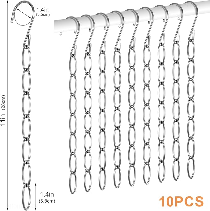 NiHome Clothing Chain Hanger 10-Pack, Metal Closet Organizer Space Saving Hangers with 7 Holes, College Dorm Room Essentials, Closet Organizers & Storage for Home, Office, Cruise & Travel