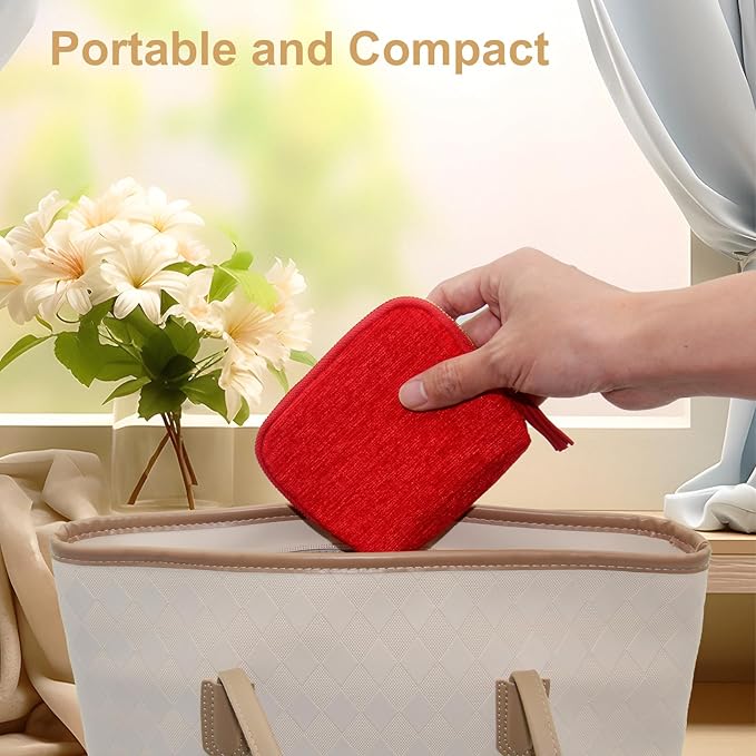 Small Travel Jewelry Case, Mini Jewelry Box, Purse Organizer Pouches for Travel and Everyday Jewelry Organizer Storage (Red)