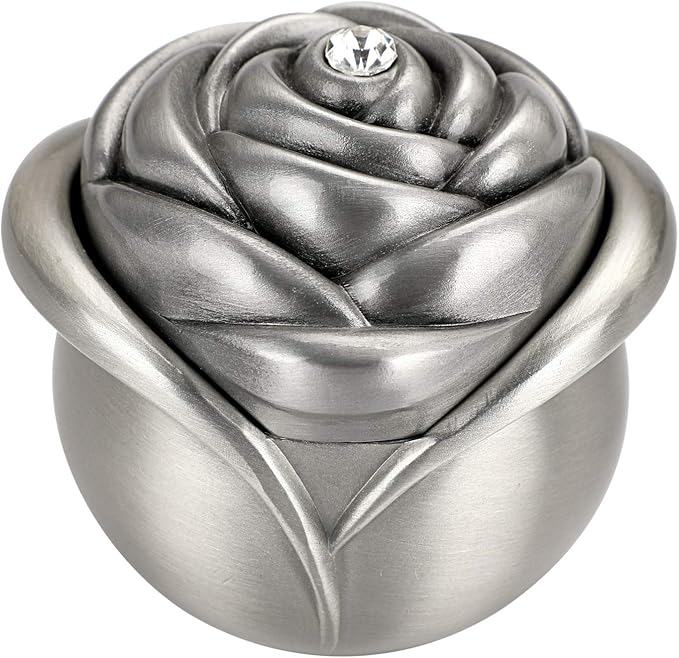 Hipiwe Rose Shape Vintage Jewelry Box - Small Trinket Storage Holder Case Keepsake Organizer Box for Rings Earrings Necklace Treasure, Gift for Women, Large