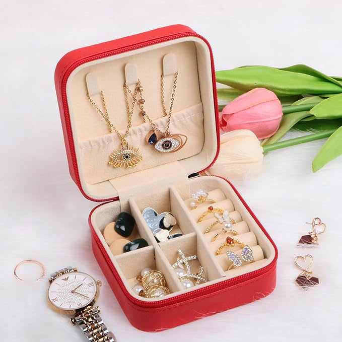 17Dec 6-Pack Small Travel Jewelry Case Organizer,Mini Travel Essentials for Women,Bridesmaid Gifts Birthday Gifts for Women,Small Jewelry Box for Girls 8-12
