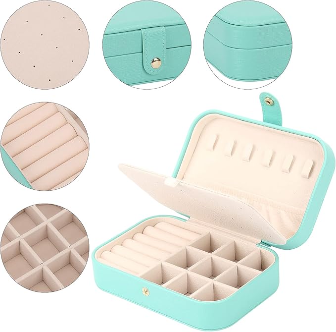 FEISCON Jewelry Box, Travel Jewelry Organizer Case Small Jewelry Storage and Organizers Craft Containers Travel Mini Organizer/GREEN