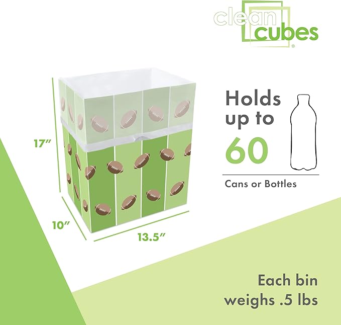 Clean Cubes 13 Gallon Disposable Pop-Up Trash Cans (3-Pack) with Fitted Bags – Foldable Garbage & Recycling Bins for Parties, Events & Kitchen (Tailgating, 17" H x 13.5" W x 10" D)