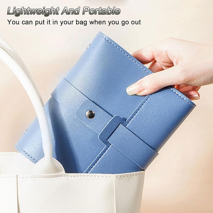 LAKE OF FIRE Earring Holder Organizer with Foldable Book Design Jewelry Book Organizer, Portable Pu Leather Travel Earring Case(Blue)