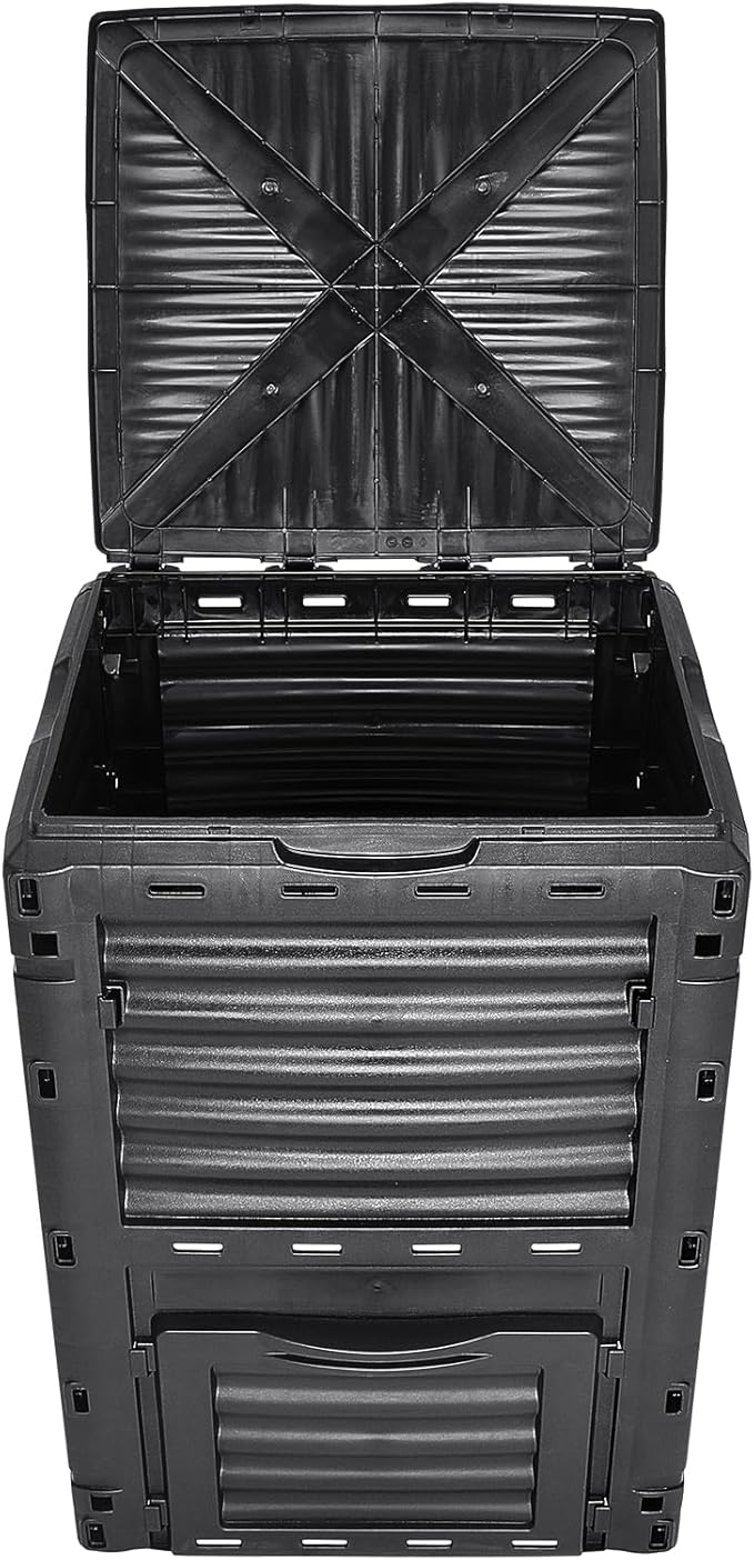 VEVOR Garden Compost Bin 80 Gallon, BPA Free Composter, Large Capacity Outdoor Composting Bin with Top Lid and Bottom Door, Easy Assembling, Lightweight, Fast Creation of Fertile Soil