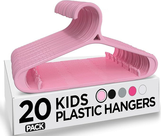 Utopia Home Kids Hangers 60 Pack - 11 Inch Plastic Baby Hangers for Closet - Childrens Hanger for Clothes & Infant Hanger for Closet - Non-Slip Shoulder Grooves, Strap Hooks & Pants Bar (Baby Pink)