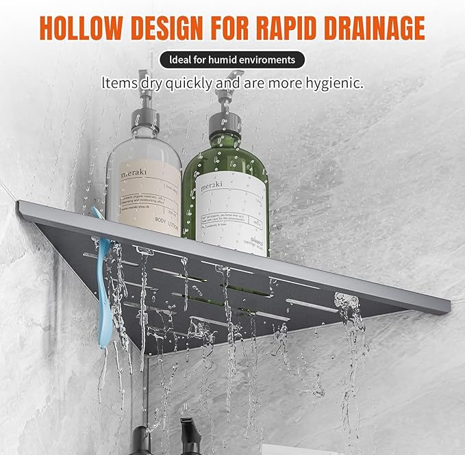 Corner Shower Shelves with Rozar Hole,Rustproof Stainless Steel Corner Shower Caddy Organizer Modern Sturdy Shower Shelf for Inside Shower 10" Large Capacity No-Drill Rack Storage Bathroom Accessories