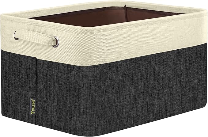 BALEINE 1 Pack Fabric Closet Storage Bins for Shelves, Linen Closet Organizers and Storage, Decorative Baskets for Organizing, Shelf, Clothes, Home, Office (Black, 14''x10''x8.5'')