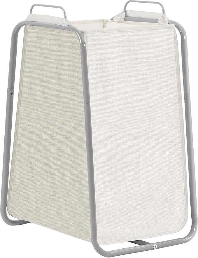 STORAGE MANIAC Metal Rack Laundry Hamper, 85L Large Laundry Basket with Convenient Handle, Freestanding Dirty Clothes Hamper for for Dorm, College, Small Space, Closet, Bedroom, Beige