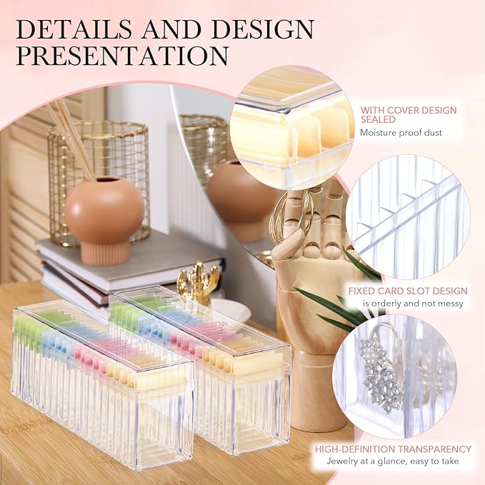 Kenning 42 Pcs Acrylic Jewelry Case Organizer, Clear Jewelry Organizers Holder with Portable Anti Tarnish Storage Bags for Rings, Earrings, Necklaces, Ideal Gifts for Women (Four Color Mixture)