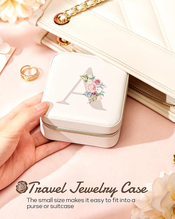 Enthralite Travel Jewelry Box for Girls: Traveling Jewelry Case Gift for Women - Mini Organizer for Necklaces Earrings White Z