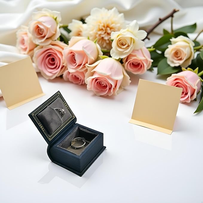 Book Shaped Ring Box - Vintage Engagement Ring Box with Hinged Lid for Proposal Engagement Wedding, Proposal Ring Case with Magnetic Closure-PRB011-Blue