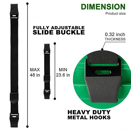 2PCS Bear Proof Trash Can Locks with Double Metal Claw - Adjustable Strap Garbage Can Locks for 28-96 Gallon Outdoor Bins, Animal Proof Against Raccoons - Black