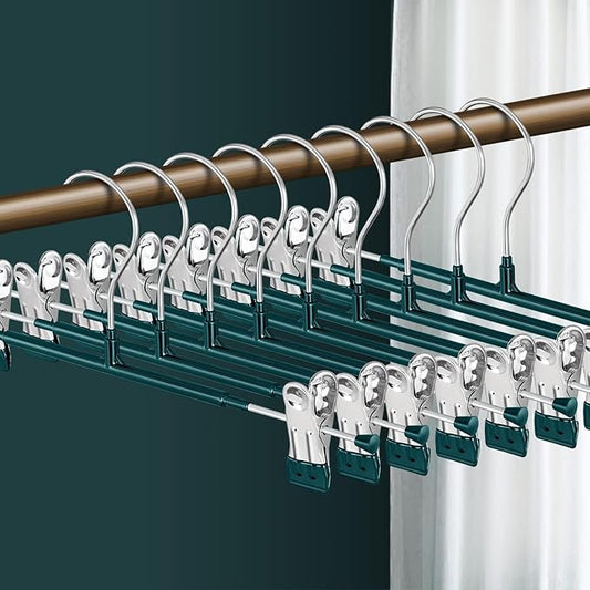 14Inch Pants Hangers with Clips 20 Pack Adjustable Skirt Hangers for Women Non-Slip Trousers Hanger for Jeans Shorts Clothes Hanger for Pants Heavy Duty Space Saving,Green