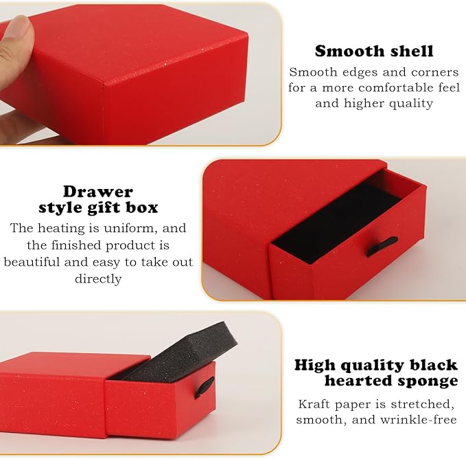 Nsmykhg Jewelry Gift Box Velvet-Lined,12 Pack Compact Drawer Style for Earrings & Rings, Necklace & Bracelet Organizer, 3.93x3.93x1.65 Inches, Stackable Elegant Jewelry Display & Storage Box (Red)