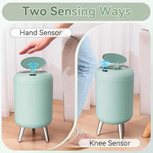 Automatic Motion Sensor Bathroom Trash Can Touchless,3 Gallon/11L Smart Garbage Bin,Mini Trash Can with Removable Legs for Toilet,Kitchen,Bedroom,Office,Smart Plastic Electric Garbage Cans-Blue