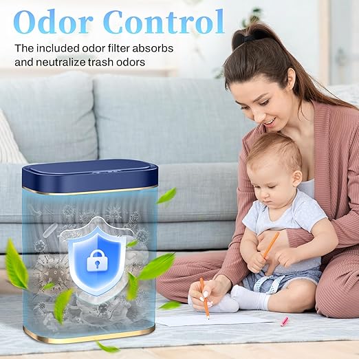 Ogikey Bathroom Small Trash Can with Automatic Touchless Lid, 2.6 Gallon Smart Garbage Can Narrow Waterproof Trash Bin for Bedroom, Office, Living Room